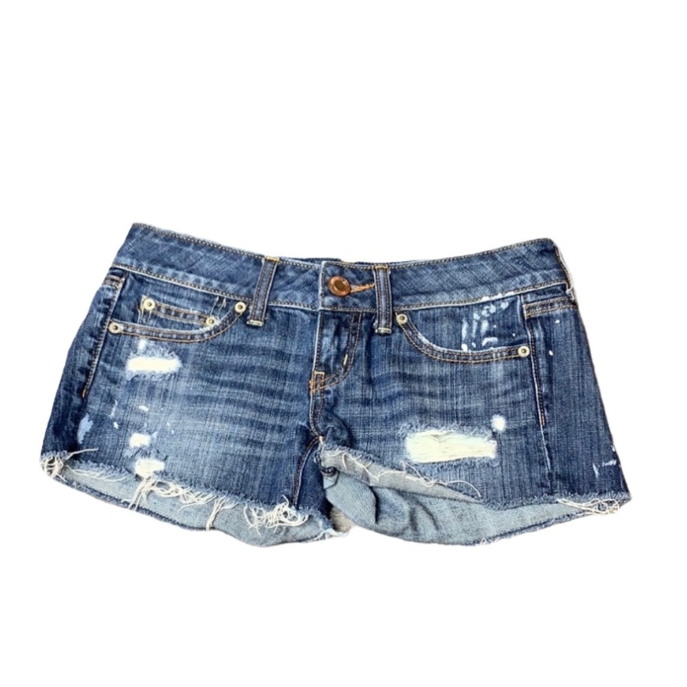 American Eagle Jean Shorts Distressed Shorty Booty Summer Casual Blue Size 0